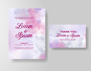 Wedding invitation with abstract splash watercolor