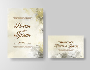 Wedding invitation with abstract splash watercolor
