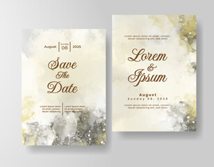 Wedding invitation with abstract splash watercolor