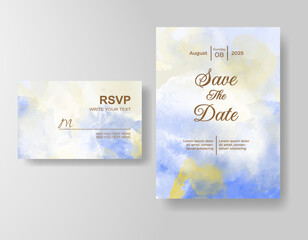 Wedding invitation with abstract splash watercolor