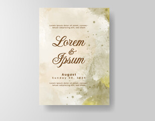 Wedding invitation with abstract splash watercolor