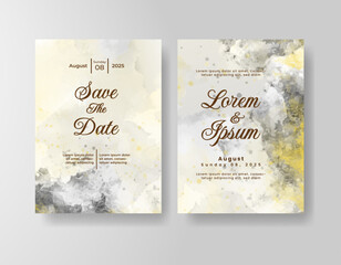 Wedding invitation with abstract splash watercolor
