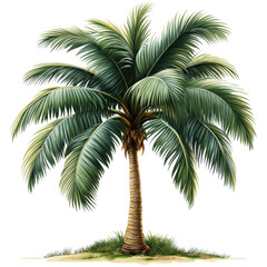 Fototapeta premium Isolated majestic palm tree illustration evoking tropical paradise vibes and relaxation