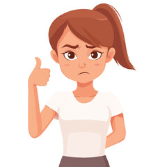 Frowning Woman Showing Thumbs Down Design Illustration