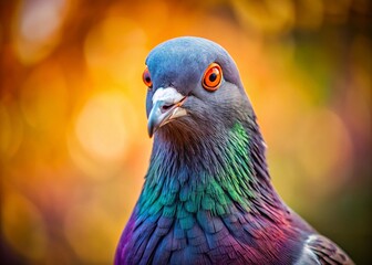 Funny Pigeon Portrait: Bird Looking Directly at Camera with High Depth of Field