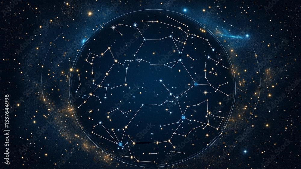 Wall mural celestial sphere: a captivating digital rendering of the celestial sphere showcasing constellations,