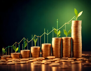 Illustration of Smart Investment: The Concept of Money Growing Like Plants
