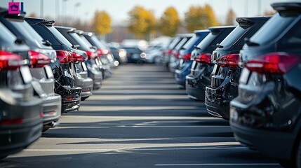 Rows of new cars parked in a lot.