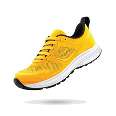 Floating Yellow Running Shoes Vector Illustration