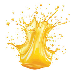 Vibrant Yellow Water Splash Vector Illustration Isolated on White Background