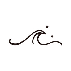 Ocean wave icon, Vector hand drawn sketched design element.