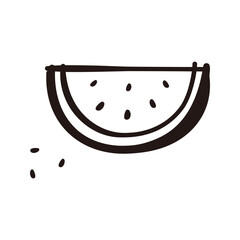 Slice watermelon icon, Vector hand drawn sketched design element.