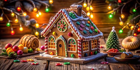 Fototapeta premium Gingerbread House Decorating Contest Invitation: Festive Architectural Photography