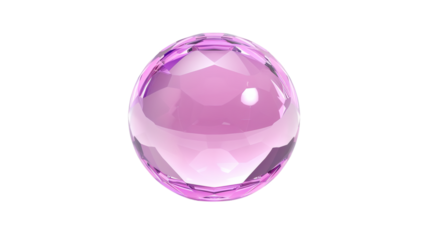 Pink crystal sphere ball 3D render icon isolated on white background