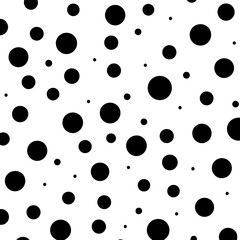 Black and white seamless polka dot pattern with circles Monochrome, dotted vector background. Geometric abstract Halftone random circles random dots pattern texture illustration. EPS 10 Pro Vector 