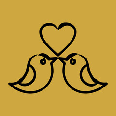 Icon love doves. Valentine day celebration elements. Icons in hand drawn style. Good for prints, posters, logo, party decoration, greeting card, etc.