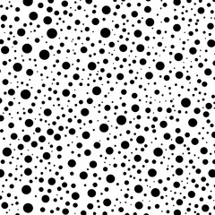 Black and white seamless polka dot pattern with circles Monochrome, dotted vector background. Geometric abstract Halftone random circles random dots pattern texture illustration. EPS 10 Pro Vector 