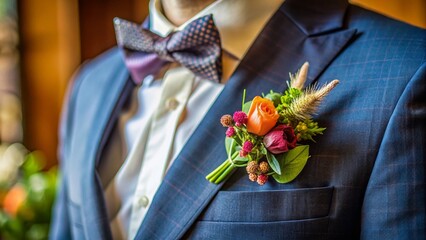 Groom's Boutonniere: Elegant Wedding Detail Shot
