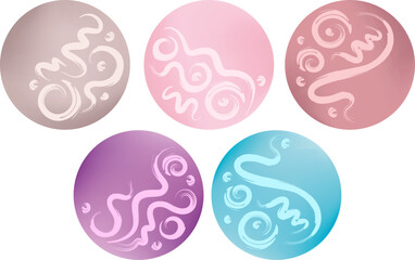 Icons, highlights for social media. Round templates with a pattern.