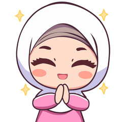 A cute and adorable doodle of a Muslim woman.
