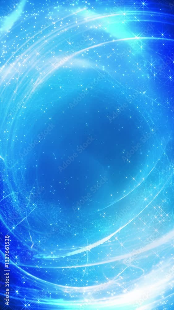 Wall mural vertical galactic abstract strands in blue space 4k loop features a gradient blue atmosphere with pa