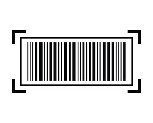black silhouette barcode icon, barcode vector on white background.