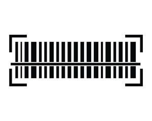 black silhouette barcode icon, barcode vector on white background.