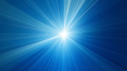 Fototapeta premium Starburst abstract blue background with radiating light beams and glowing energy burst effect, featuring a dynamic gradient of deep and vibrant blue hues for a futuristic and high-tech digital design 
