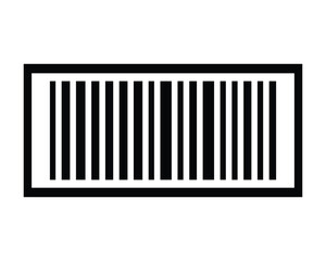 black silhouette barcode icon, barcode vector on white background.
