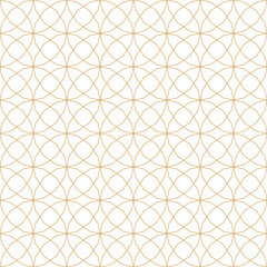Elegant gold geometric seamless pattern with intricate lines forming star-like shapes.