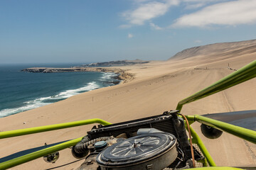 Coast in San Fernando national reserve viewed from a sand buggy, Peru