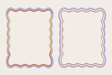 Minimal Wavy Border Frames In Soft Pastel Tones