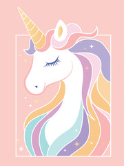 Dreamy Pastel Unicorn Illustration With Golden Horn
