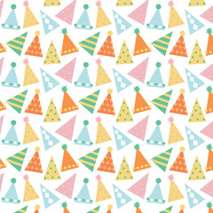Colorful Party Hat Pattern On White Background