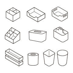 Minimalist Storage Box Line Icons For Organization