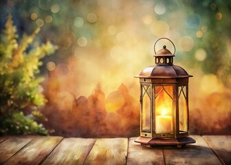 Illuminated Lantern Watercolor Painting - Glowing Light in Artistic Style