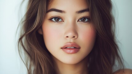 Fototapeta premium Close-up portrait of a young woman with natural beauty