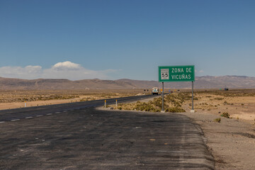 Sign Vicuna in Salinas y Aguada Blanca national reserve, Peru