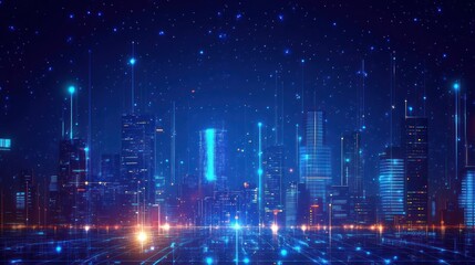 Obraz premium A digital depiction of a futuristic city at night