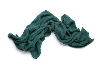 Fabric green napkin isolated on white background