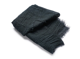 Black folded napkin isolated on white background