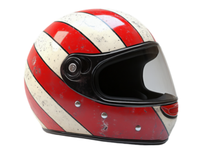 Vintage Red White Striped Motorcycle Helmet Design Retro Racing Style Head Protection Safety Gear Classic Biker Helmet            