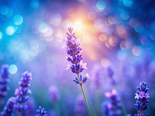 Obraz premium Lavender Silhouette with Soft Focus and Lens Flare - Dreamy Purple Floral Stock Photo