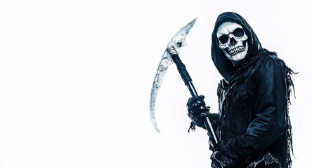 Fototapeta premium A chilling image of a grim reaper in a Halloween costume,