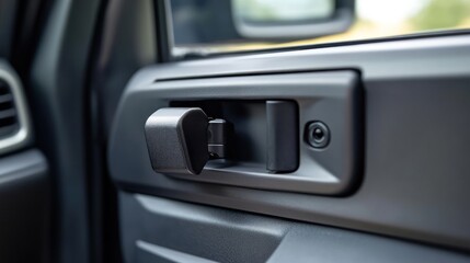 Fototapeta premium Close-up of vehicle door handle with blurred background