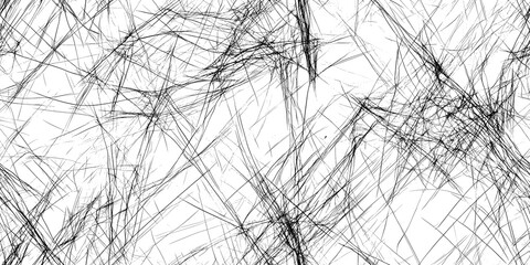 Obraz premium Abstract black and white chaotic lines creating a dynamic texture, ideal for creative designs. on a white and transparent background, PNG.