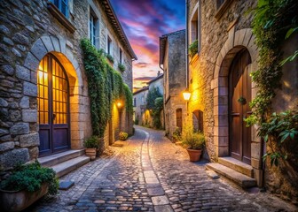 Fototapeta premium Long Exposure Photography: Charming Passageway in Southern France Village