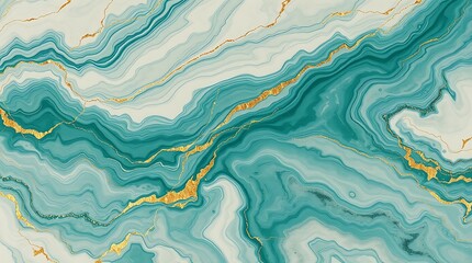 A collage showcases various abstract marble-like patterns in teal, orange, and gold.
