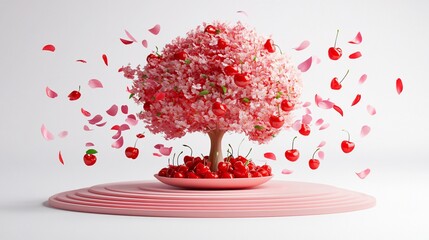 Pink cherry blossom tree, vibrant and delicate