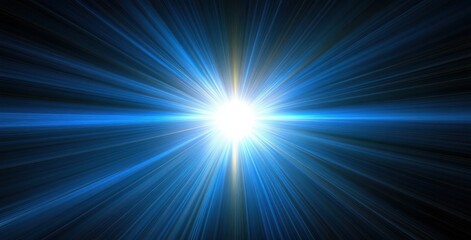 A bright blue light with a white dot in the middle